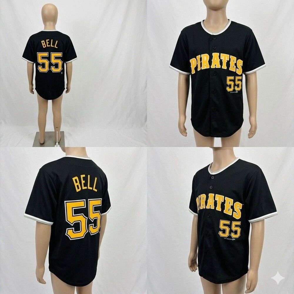 Team Athletics Josh Bell 55 Pittsburgh Pirates Black MLB Jersey Youth Medium